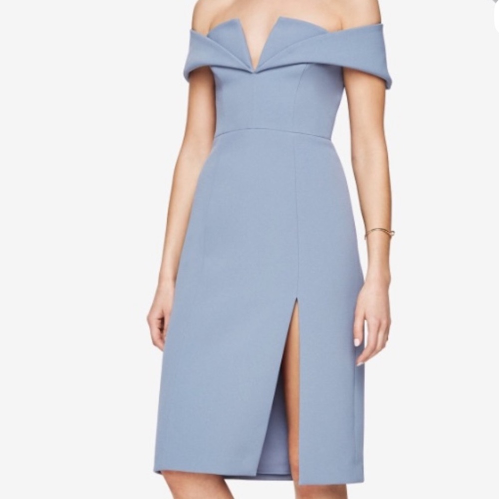 BCBGMaxAzria Light Blue Midi Dress with Slit